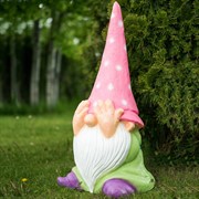Фигура Гном невидец в розовом колпаке стеклопластик F08369-P - фото 54562