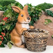Кашпо Кролик с корзиной садовое для растений F08759-Br - фото 54567