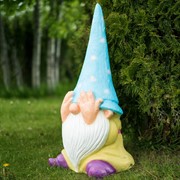 Фигура Гном невидец в голубом колпаке стеклопластик F08369-Bl - фото 54790