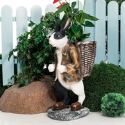 Фигура садовая Заяц с корзиной на спине для растений F01042-WBL - фото 54942