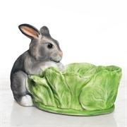 Кашпо для растений Заяц серый с капустой F08380-Gray - фото 54972