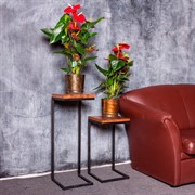 Подставка напольная Лофт металл и дерево высота 60см 66-216-TS - фото 55086