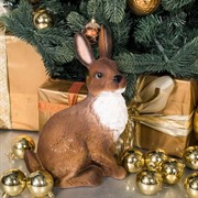 Фигура садовая Заяц коричневый полистоун F01007-Br - фото 55150