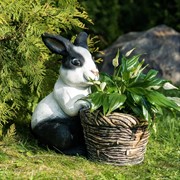 Кашпо садовое для растений Кролик с корзиной F08759-WBL - фото 55178