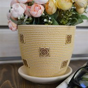 Горшок БУТОН фишка бежевый 1,3л №2 14см - фото 55341