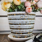 Горшок КРОКУС сиена белый 1,4л №2 14см - фото 55356