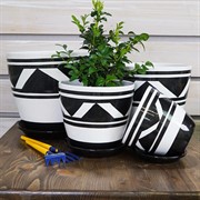 Набор горшков ГЕОМЕТРИКА бутон экспромт ч/б 4шт - фото 55371