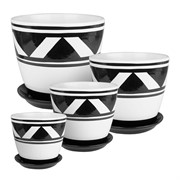 Набор горшков ГЕОМЕТРИКА бутон экспромт ч/б 4шт - фото 55372
