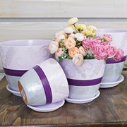 Набор горшков РОСПИСЬ бутон ивуар 4шт - фото 55380