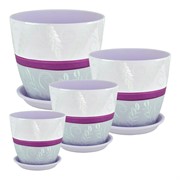 Набор горшков РОСПИСЬ бутон ивуар 4шт - фото 55381