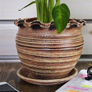 Горшок ЧУГУНОК Кантри беж 16см - фото 55388