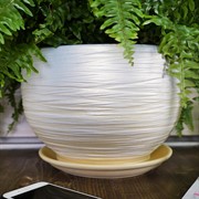 Горшок ОНИКС 5,5л цилиндр жемчужно-желтый 23см - фото 55400