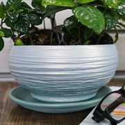 Горшок ОНИКС 1,2л плошка жемчужно-оливковый 17см - фото 55402