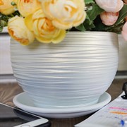 Горшок ОНИКС 1,1л цилиндр персиково-жемчужный 15см - фото 55414