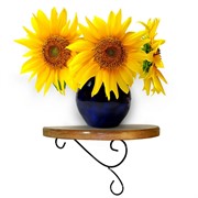 Подставка настенная на 1 цветок металл с деревом 13-211 - фото 55560