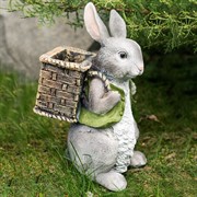 Фигура для сада Зайчик с рюкзачком серый U09092-Gray - фото 56113