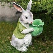 Фигура садовая Заяц с капустой серый кашпо U09093-Gray - фото 56117