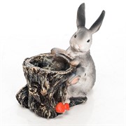 Кашпо садовое для растений Зайчиха с зайчонком серые U09076-Gray - фото 56158