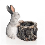 Кашпо садовое для растений Зайчиха с зайчонком серые U09076-Gray - фото 56159