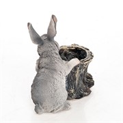 Кашпо садовое для растений Зайчиха с зайчонком серые U09076-Gray - фото 56160