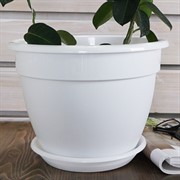 Горшок Антик 7,2л белый с поддоном - фото 56193