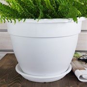 Горшок Антик 10л белый с поддоном - фото 56195