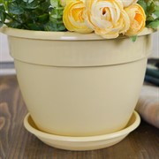 Горшок Антик 1,6л кремовый с поддоном - фото 56245