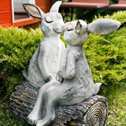 Фигура садовая Зайцы влюбленные серые полистоун U09080-Gray - фото 56354