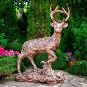 Фигура садово-парковая Олень благородный бронзовый высота 115см стеклопластик FS01050 - фото 56387