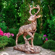 Фигура садово-парковая Олень благородный бронзовый высота 115см стеклопластик FS01050 - фото 56388