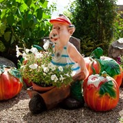 Фигура садовая Зять с тачкой полистоун F03074 - фото 56395