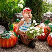 Фигура садовая Зять с тачкой полистоун F03074 - фото 56396