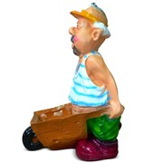 Фигура садовая Зять с тачкой полистоун F03074 - фото 56399