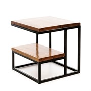 Стол двухуровневый Лофт металл и дерево квадратный высота 51см 66-109 - фото 56436