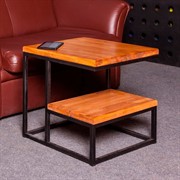 Стол двухуровневый Лофт металл и дерево квадратный высота 51см 66-109 - фото 56439