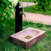 Умывальник колонка садовая водоразборная с декоративным поддоном под Вишню U09132 - фото 56503