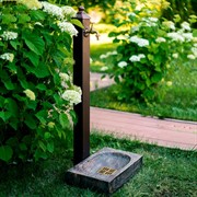 Умывальник колонка садовая высокая с поддоном Состаренное дерево U09127 - фото 56525