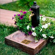 Умывальник колонка садовая водоразборная с декоративным поддоном под Вишню U09132 - фото 56530