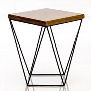 Стол журнальный чёрный металл и дерево Лофт высота 44см 66-113 - фото 56542