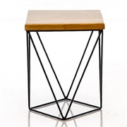 Стол журнальный чёрный металл и дерево Лофт высота 44см 66-113 - фото 56543