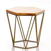 Журнальный столик Лофт металл бронза с деревом высота 41см 66-115 - фото 56554