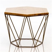 Столик журнальный Лофт металл бронза и светлое дерево высота 46см 66-114 - фото 56555