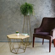Столик журнальный Лофт металл бронза и светлое дерево высота 46см 66-114 - фото 56556