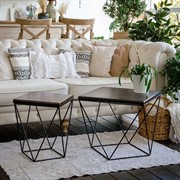 Стол журнальный Лофт металл и темное дерево 66-112 - фото 56561