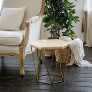 Журнальный столик Лофт металл бронза с деревом высота 41см 66-115 - фото 56566