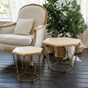 Журнальный столик Лофт металл бронза с деревом высота 41см 66-115 - фото 56567