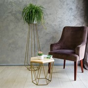 Журнальный столик Лофт металл бронза с деревом высота 41см 66-115 - фото 56568