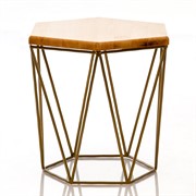 Журнальный столик Лофт металл бронза с деревом высота 41см 66-115 - фото 56569