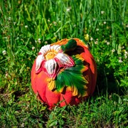 Фигура садовая Тыква с листочком малая полистоун F02001 - фото 56660