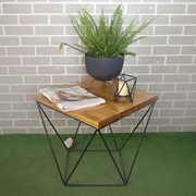 Стол журнальный Лофт металл и темное дерево 66-112 - фото 56789